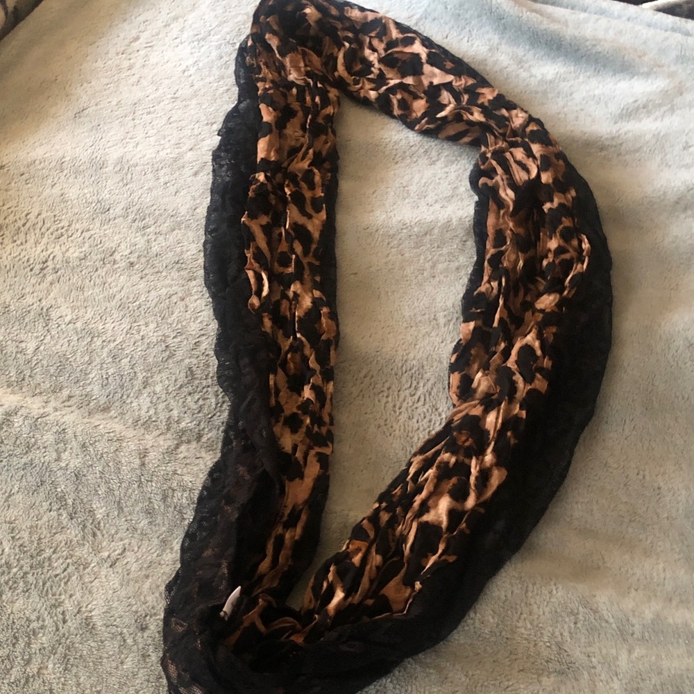 Dress Barn Black and Brown Leopard Infinity Scarf